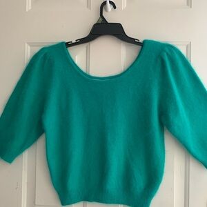 Vintage NOR Women's Bright Teal Scoop Neck Sweater